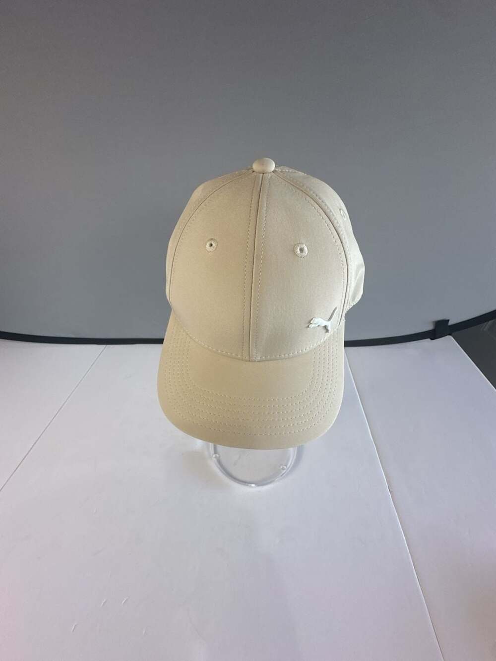 PUMA Evercat Alloy Stretch Fit Cap S/M Beige Tan PV1627 3D Cat Logo Hat